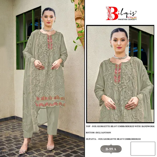 Bilqis B 99 A to D Faux Georgette Pakistani Suits Wholesale Price In Surat
